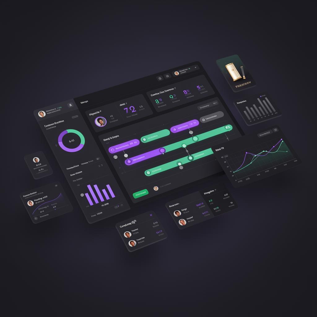 Custom CRM dashboard built by BRC Web Helper with pipeline, analytics and customer cards